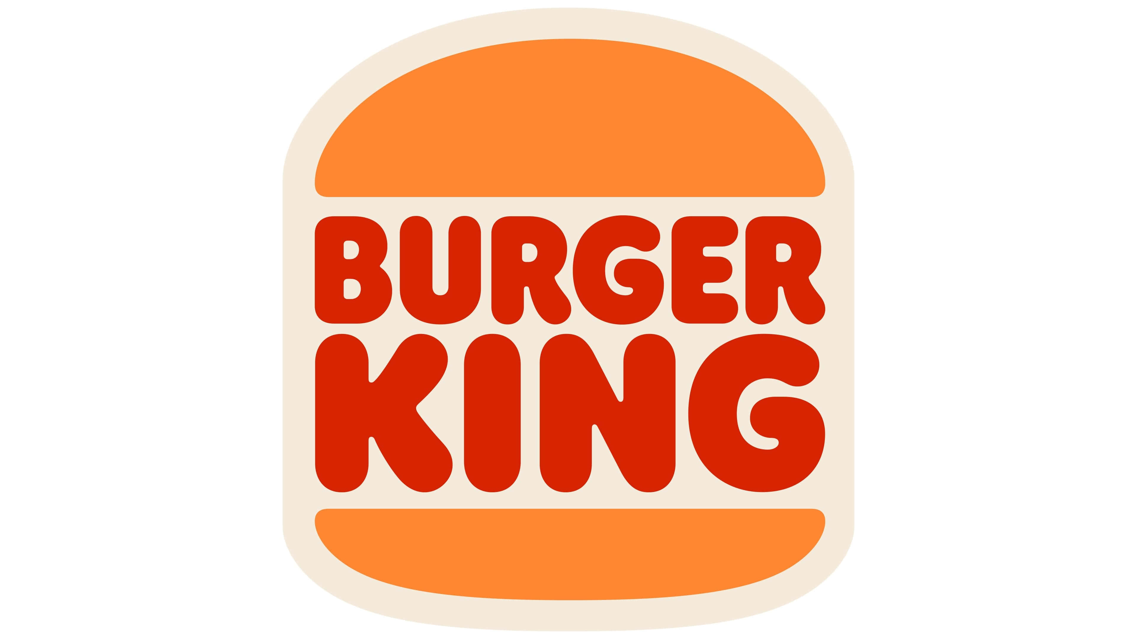漢堡王品牌標誌圖片 壁紙 — Burger King 標誌，以粗體紅色文字和橙色麵包形狀在潔白背景上。
