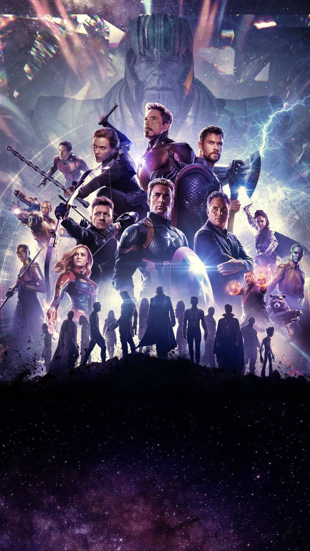 復仇者聯盟團隊在滿天星斗的太空場景中準備與薩諾斯作戰。