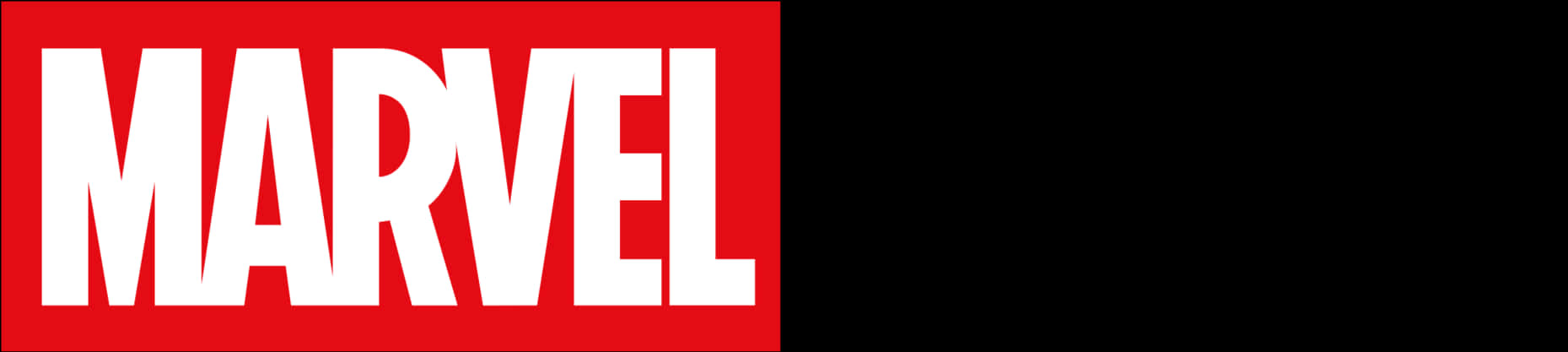 漫威標誌紅色背景 壁紙 — 大膽白色MARVEL標誌，經典紅色長方形，黑色背景。