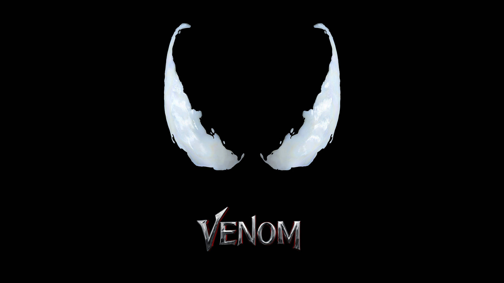 Venom尖牙標誌，黑色背景上帶金屬標題