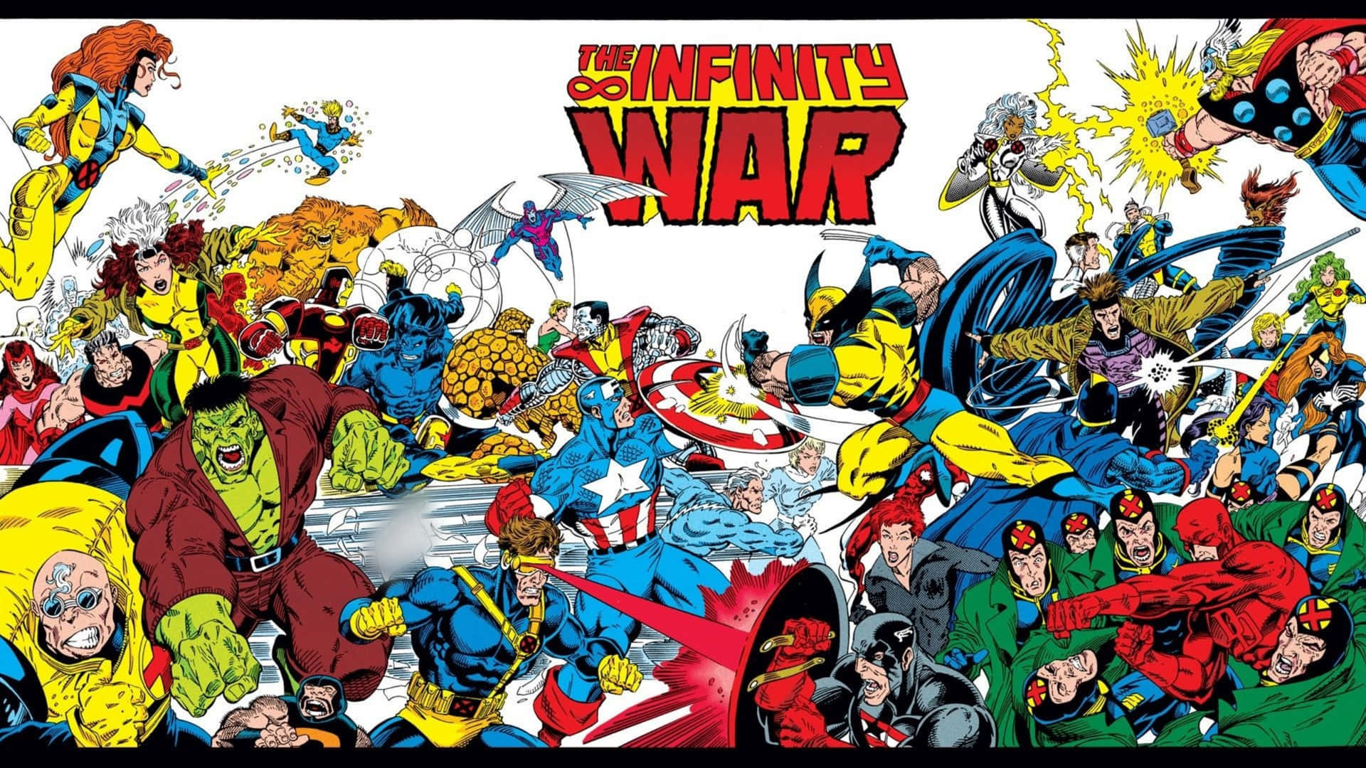 Marvel超級英雄與反派在Infinity War中的混亂戰鬥場景。