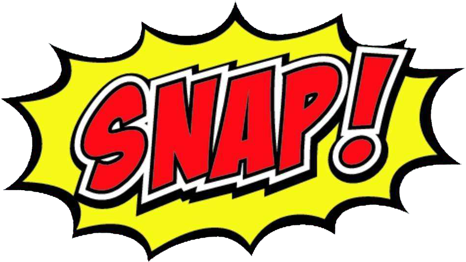 漫畫風格「SNAP!」圖案 壁紙 — 在黑色背景上的黃色漫畫對話框中的粗體紅色文字「SNAP！」。