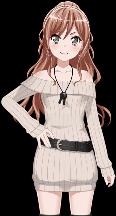 漫畫風格白裙少女 壁紙