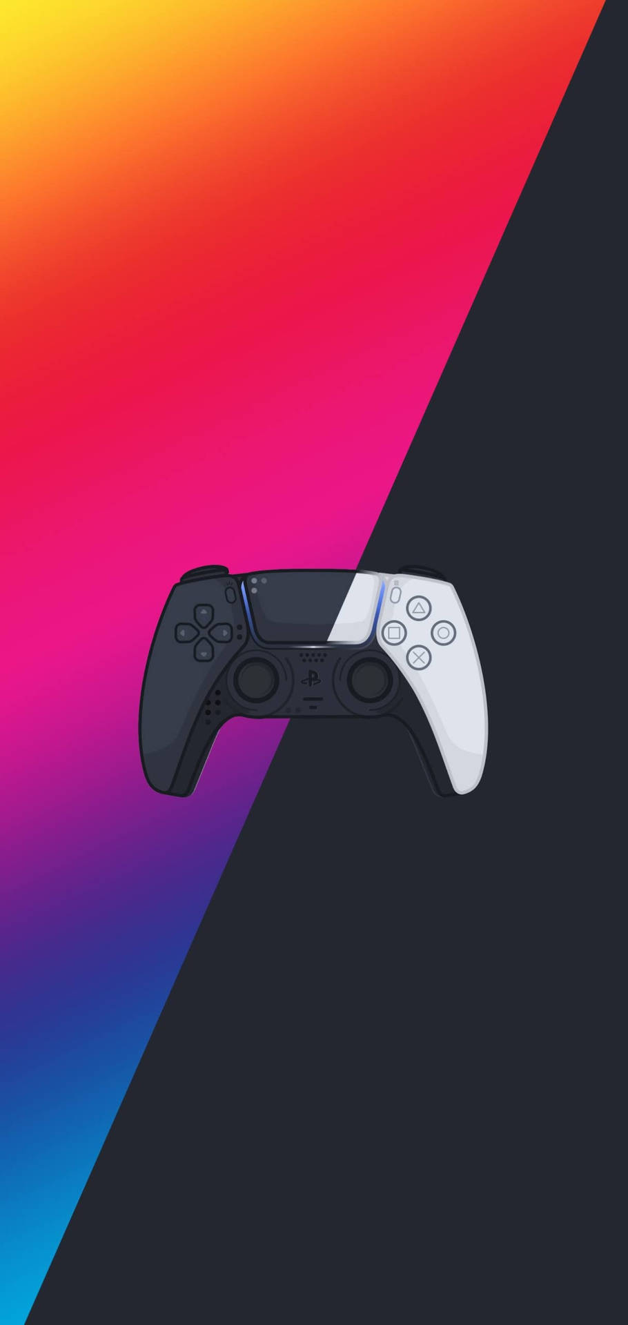 PlayStation 5 控制器在彩色漸變背景上
