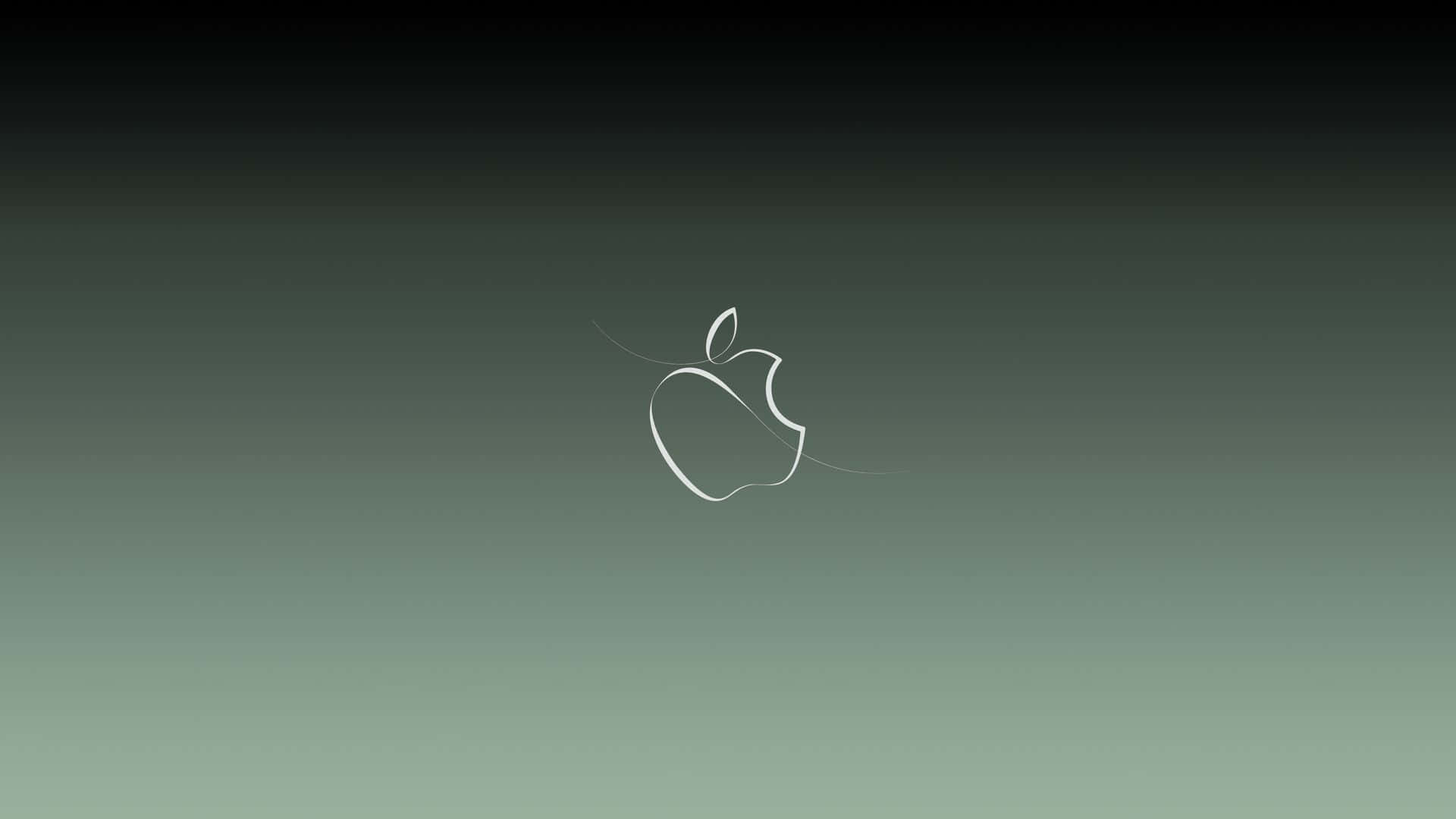 白色Apple標誌輪廓在綠色到黑色的漸變背景上。