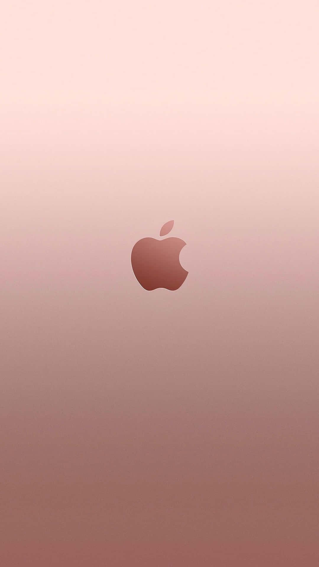 玫瑰金色Apple標誌在柔和漸變背景上。