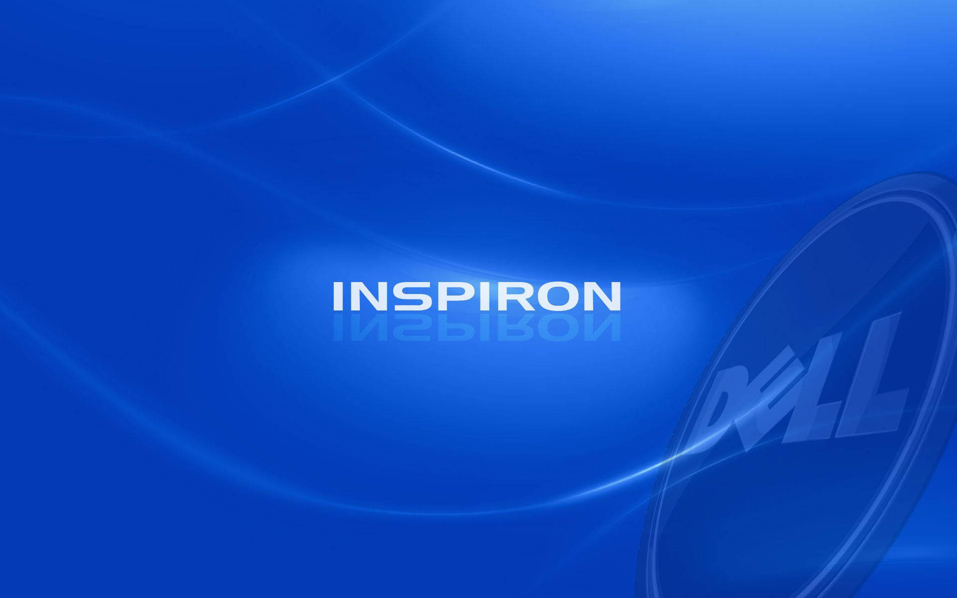 帶有 Inspiron 和 Dell 品牌的藍色科技壁紙。