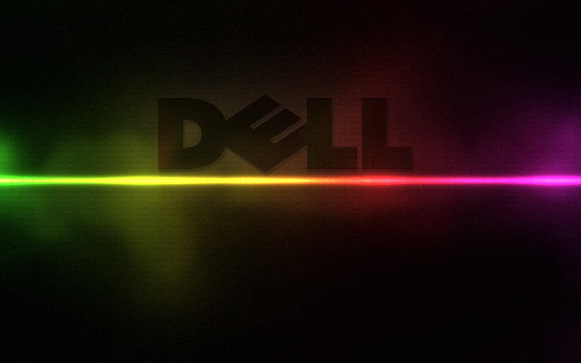 深色背景上帶有彩色光條的 Dell 標誌
