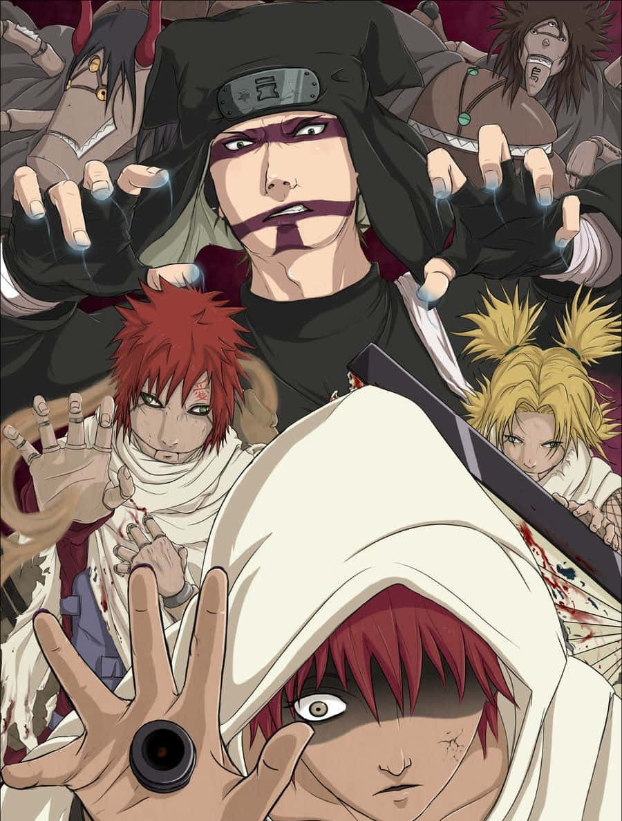 Kankuro 桌布 壁紙 — 激烈的動漫角色，雙手發光，表情堅定，在動態戰鬥場景中。