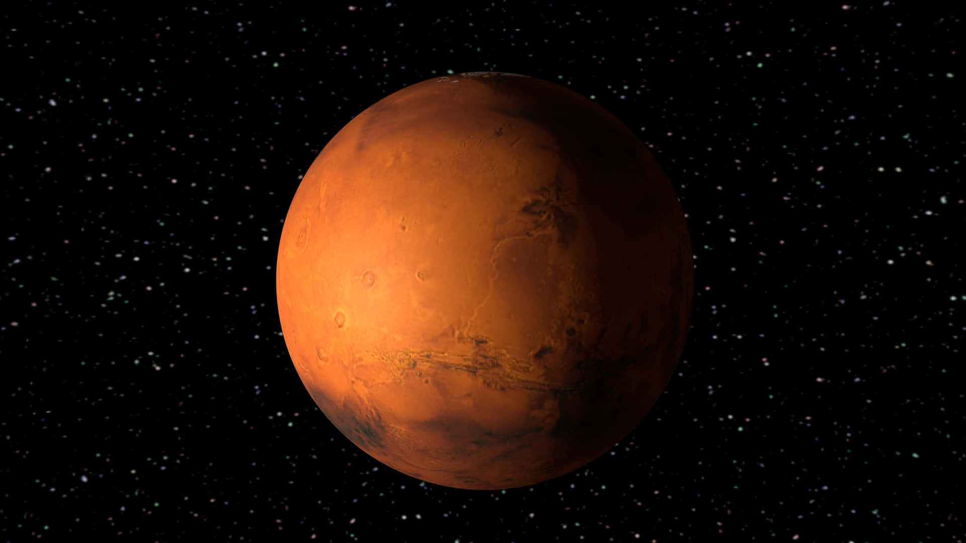 火星在星星背景下發出橙色光芒