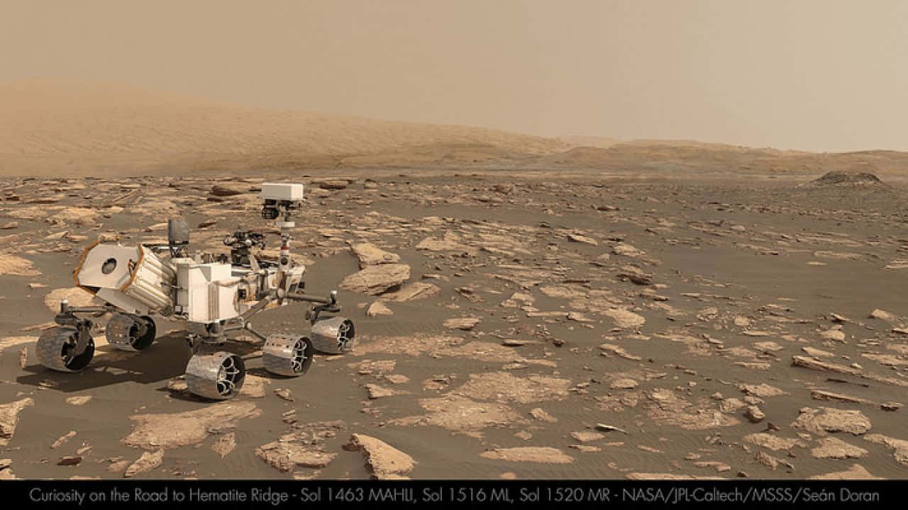 探測車在火星上探索岩石地形
