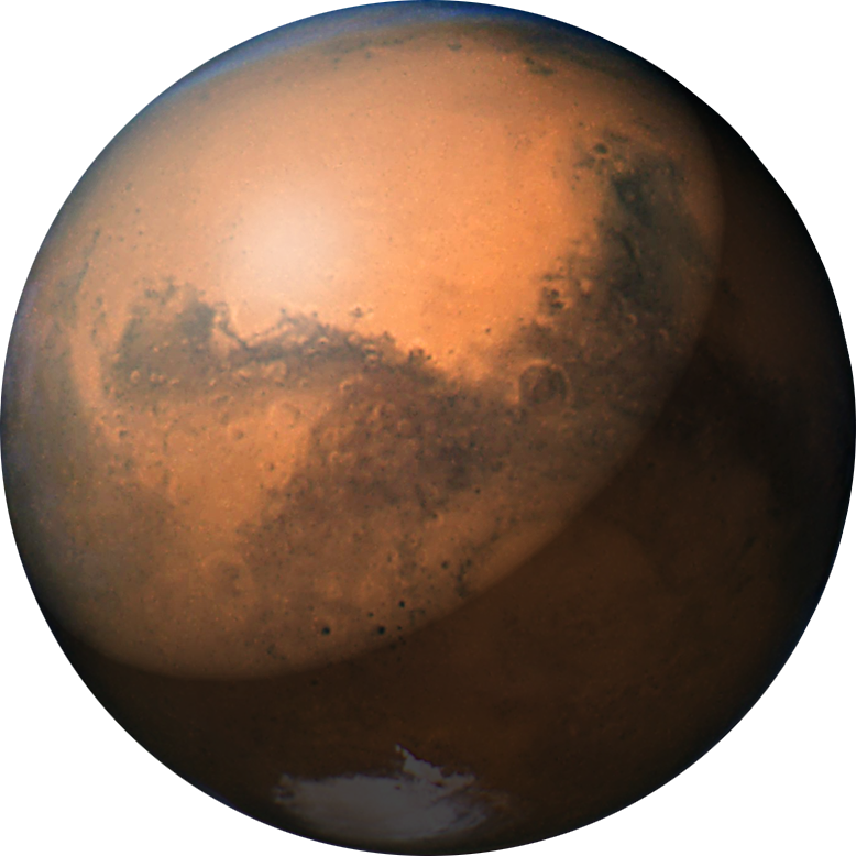 火星詳細視圖 壁紙 — 火星的詳細視圖，在太空的漆黑中散發著鏽橙色調的光芒。