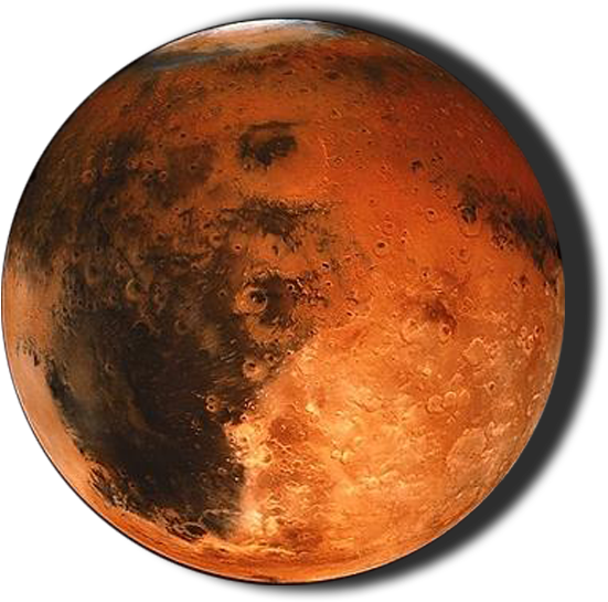 火星近距離特寫 壁紙 — 火星嘅生動特寫，喺黑色太空嘅虛空中發出鏽橙色嘅光芒。