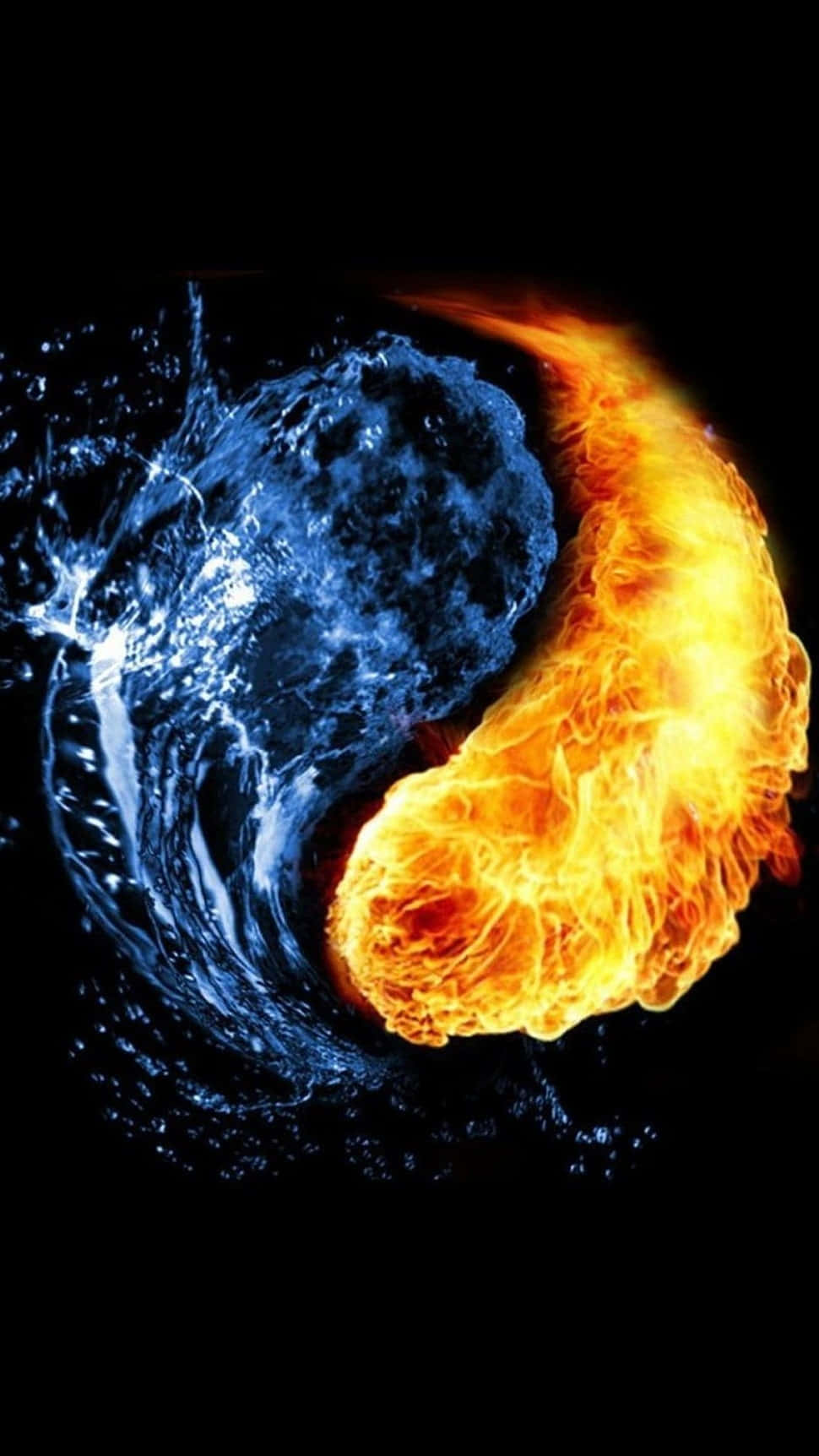 火與水的陰陽符號在動態運動中旋轉。