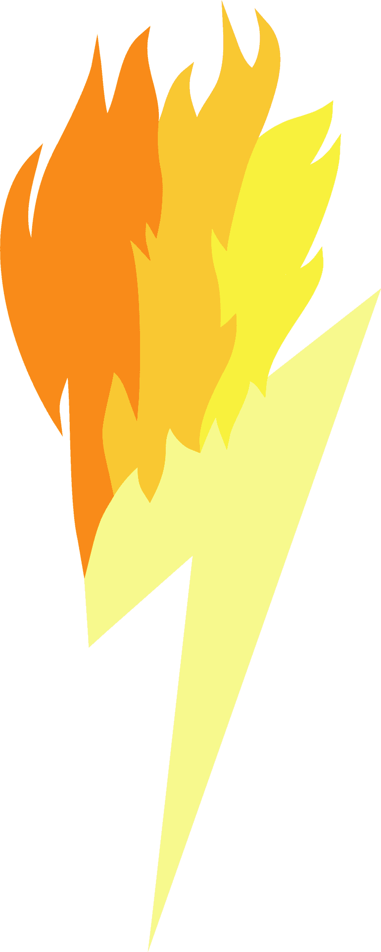 火焰雷電圖形 壁紙 — 一個風格化的閃電，頂部噴發出熾熱的橙色和黃色火焰，背景為黑色。