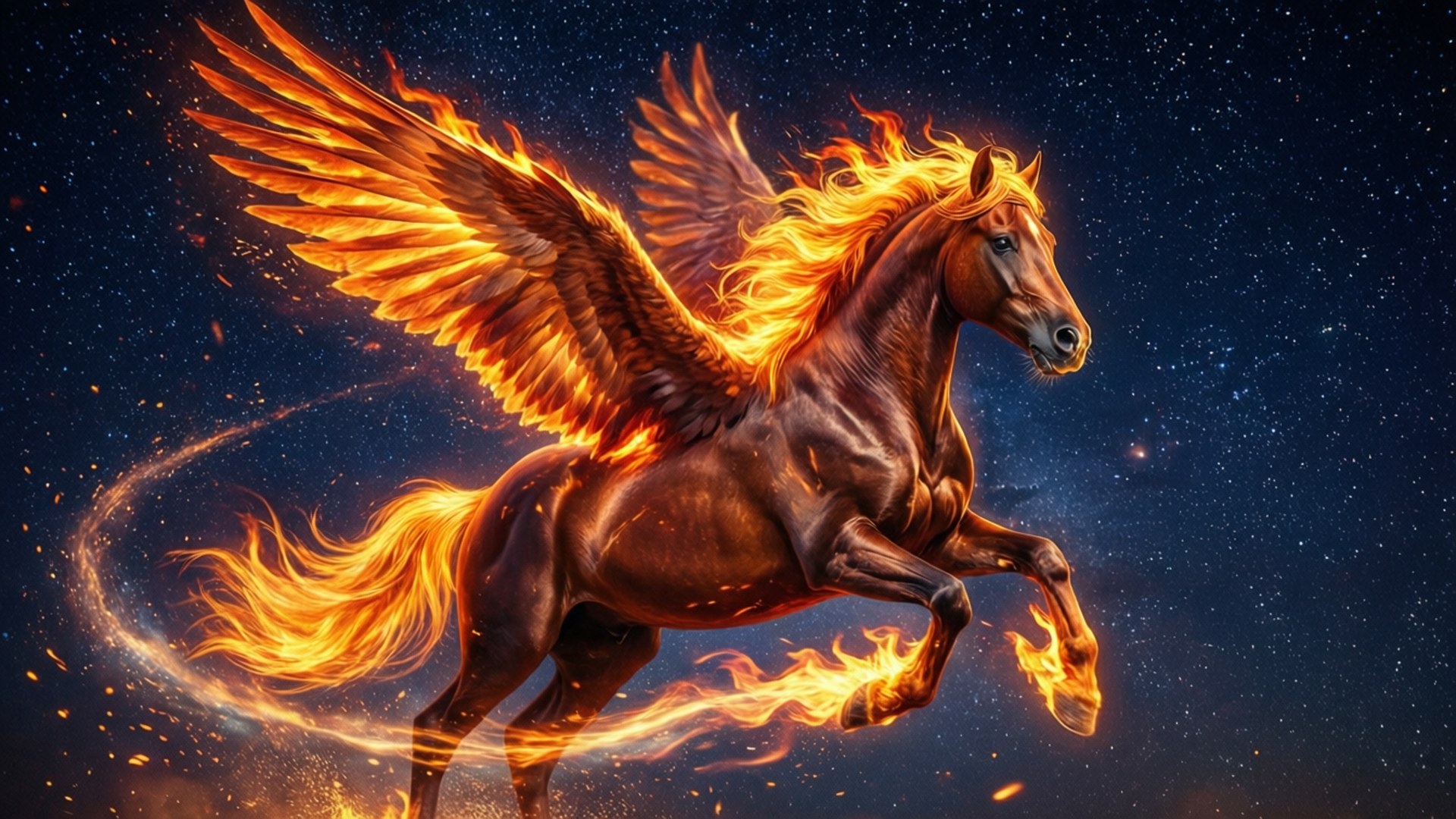 火焰飛馬星空 壁紙