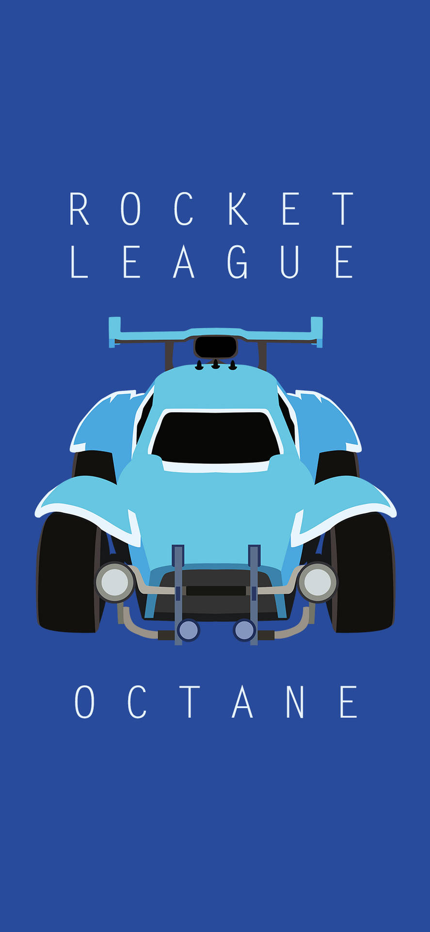 淺藍色Rocket League Octane賽車從後方觀看，背景為藍色。