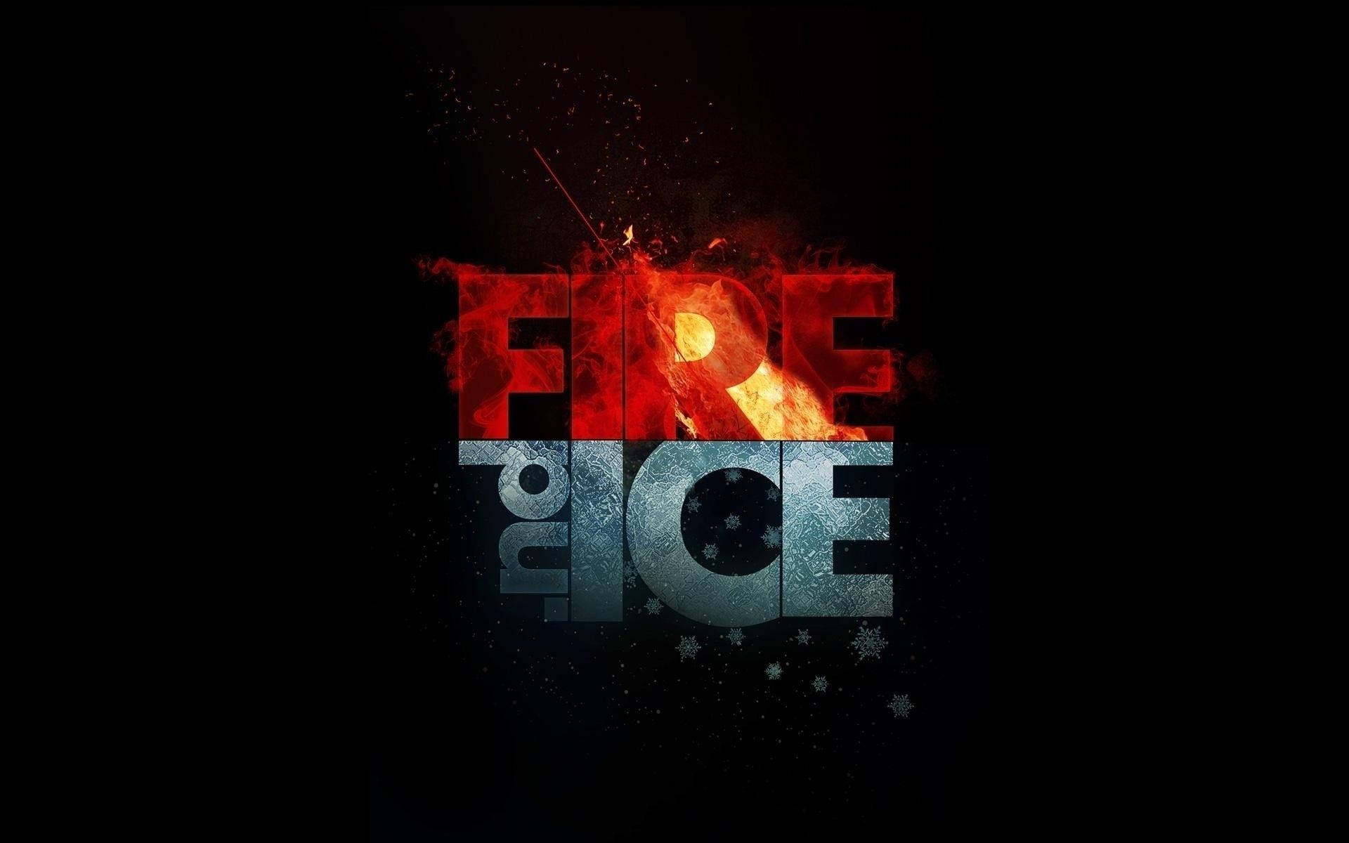 FIRE 和 ICE 文字設計，上半部為火紅，下半部為冰藍。