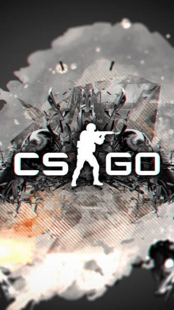 CS GO玩家剪影企喺碎玻璃同爆炸效果之中。