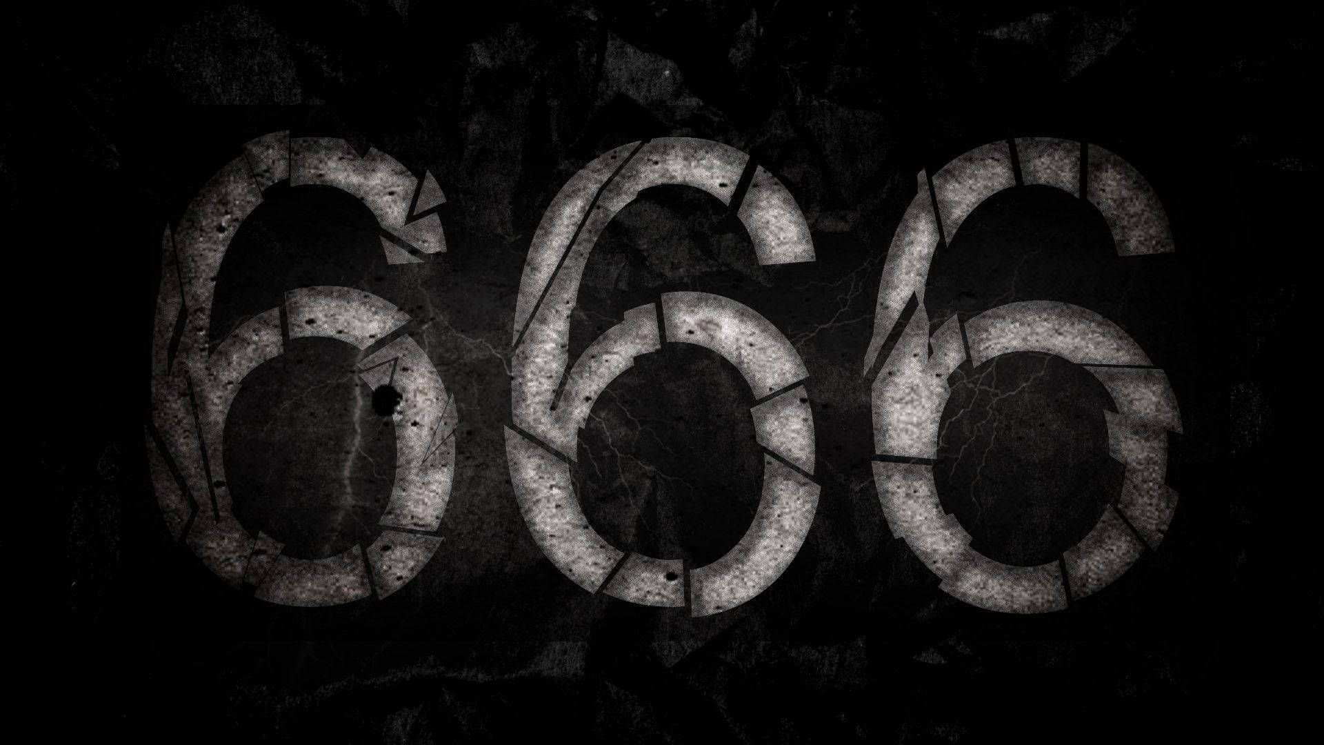 深色紋理背景上裂開的石頭數字666