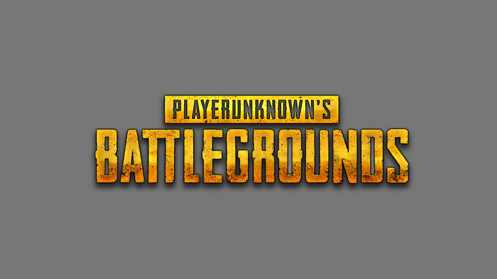 灰色背景上以粗體金色字母呈現的PUBG標誌