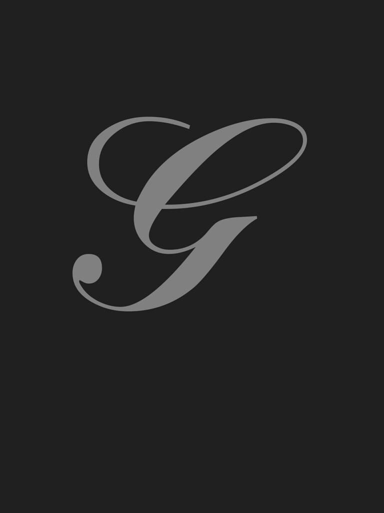 深灰色背景上的灰色草書字母G