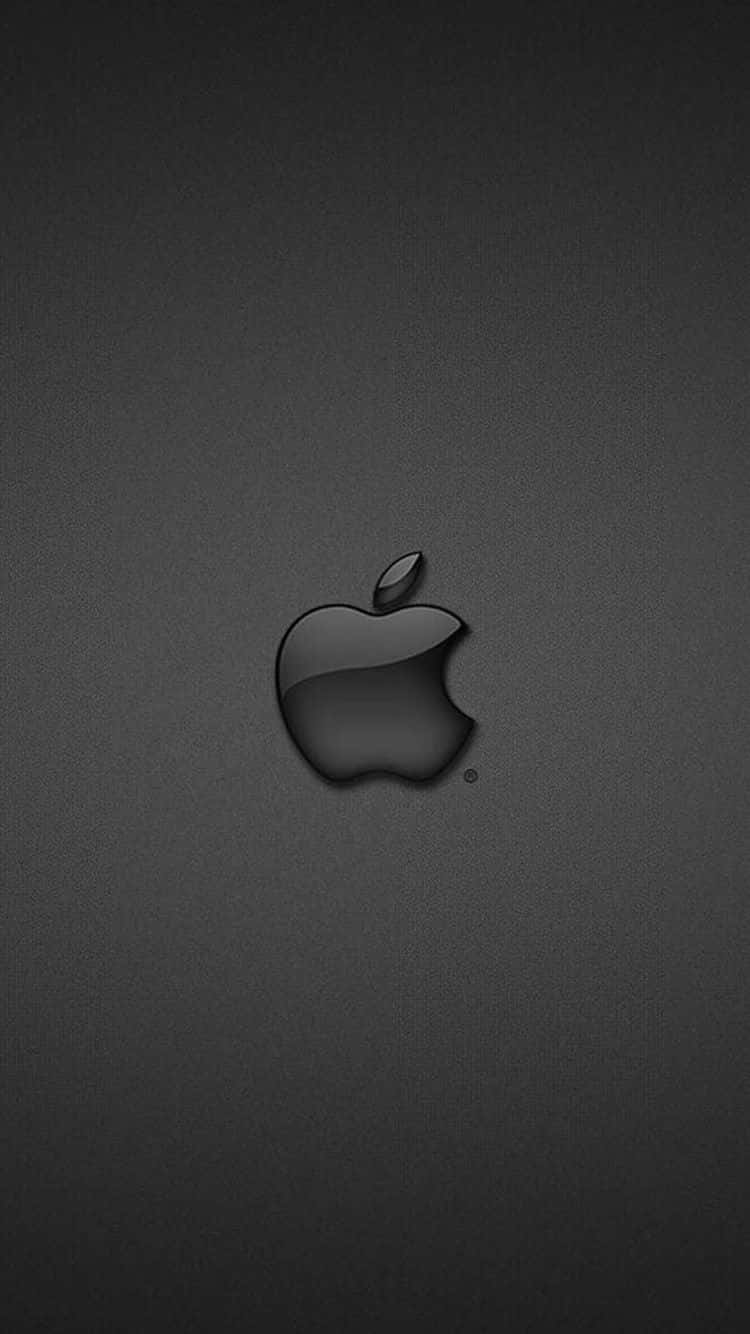 黑色Apple標誌在深灰色紋理背景上