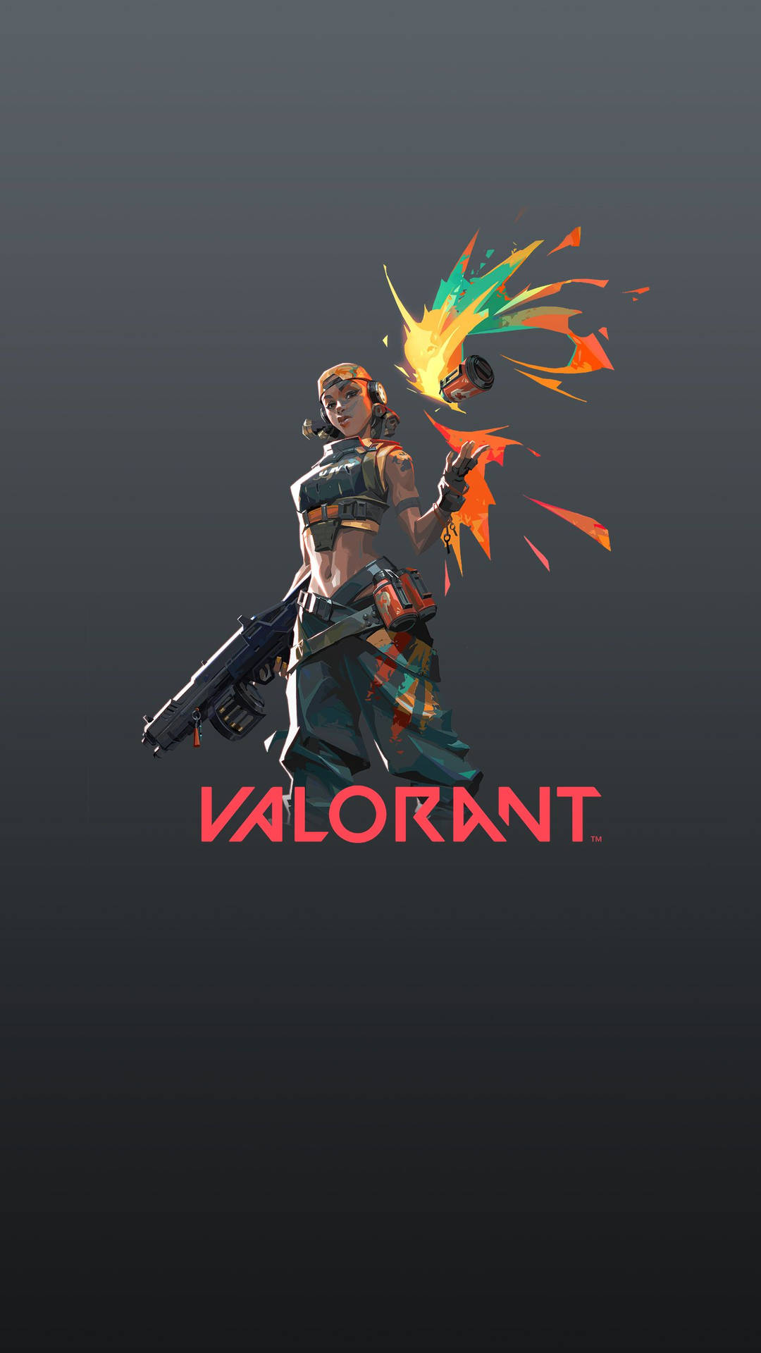 Valorant角色發射色彩繽紛的爆炸性武器。