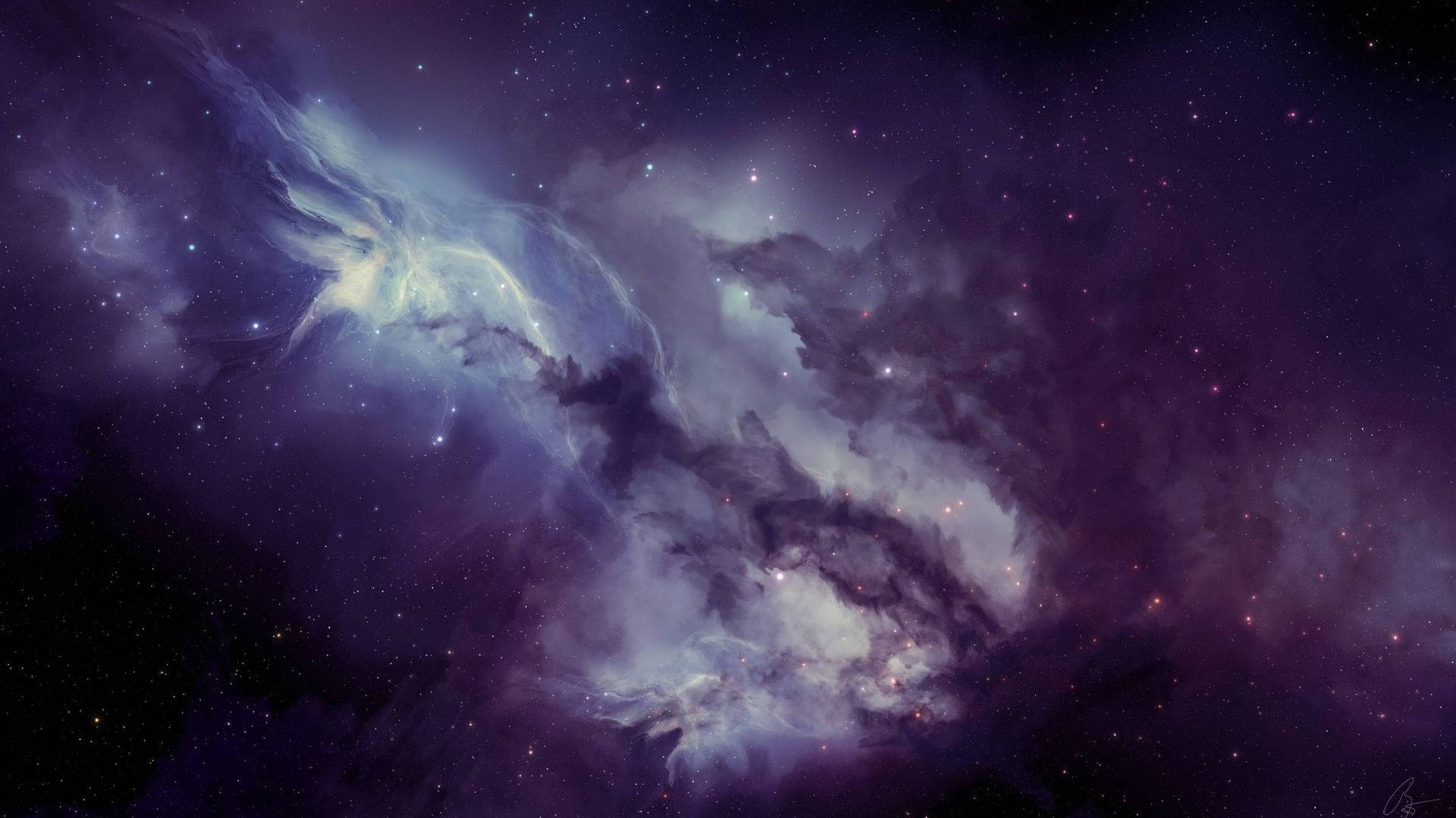 深空中帶有星星的彩色星雲
