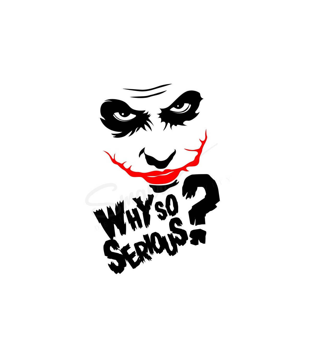 小丑角色面孔，紅唇，文字寫著 why so serious