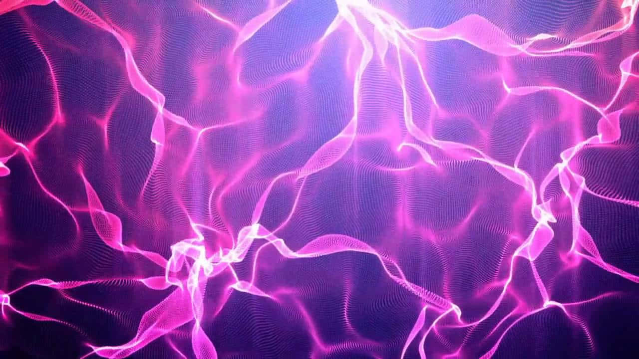 帶有發光粉紅色和紫色電波圖案的抽象數位藝術作品。