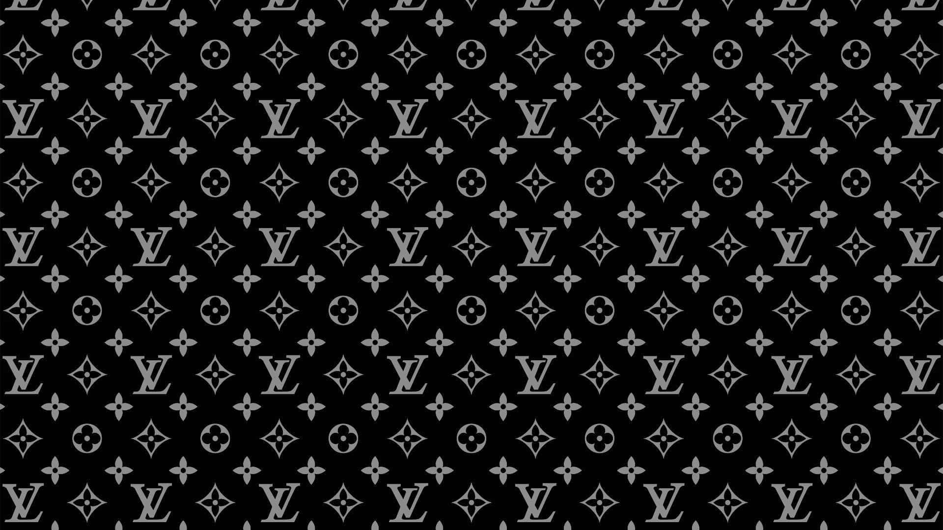 黑色和銀色 Louis Vuitton 字母圖案壁紙。