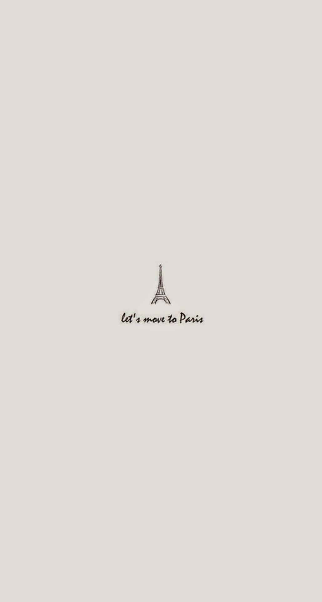 米色背景上的艾菲爾鐵塔草圖和文字「Letting move to Paris」