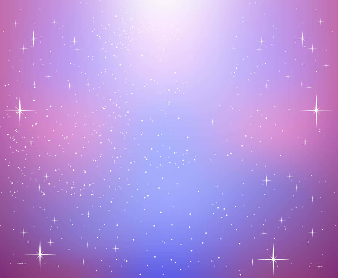 粉彩粉紅和藍色漸變天空，帶有閃爍星星和閃粉粒子。