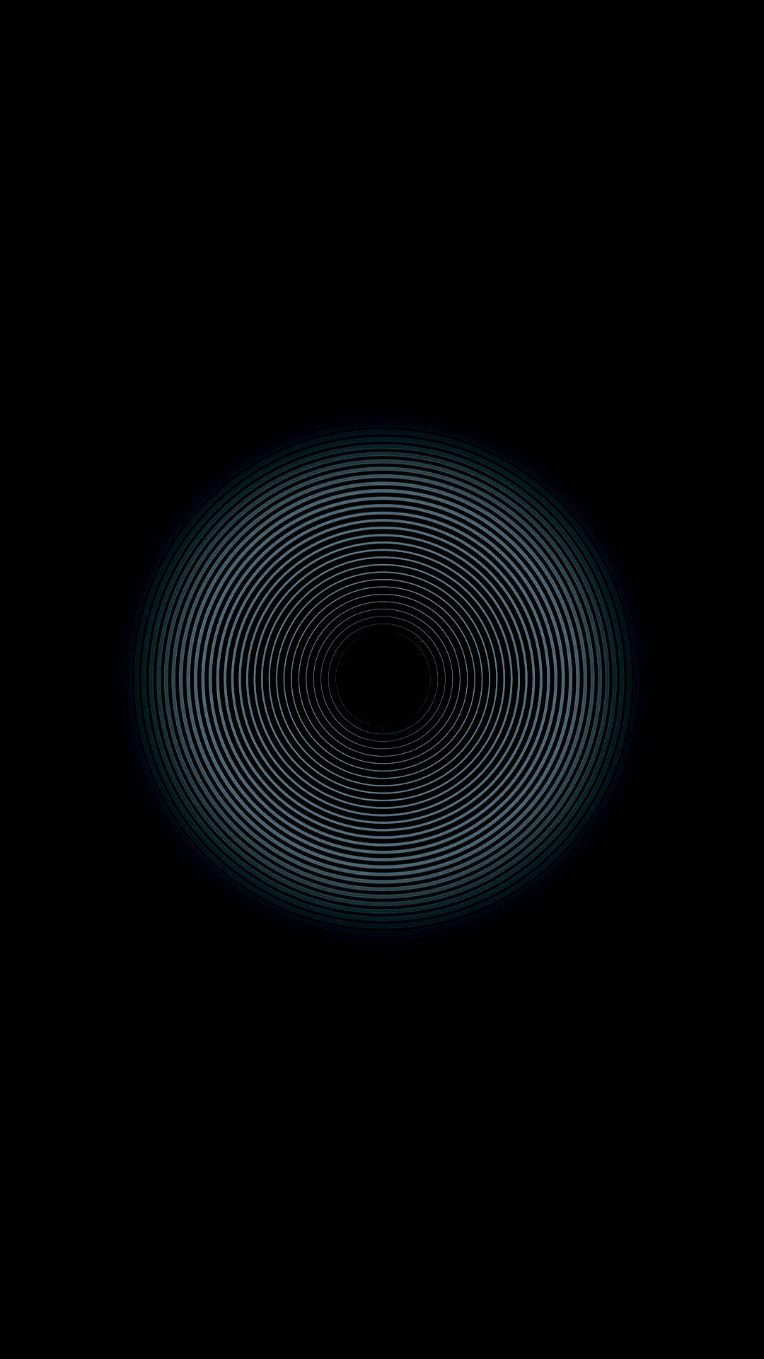 為您的裝置增添活力的抽象彩色 AMOLED 背景 壁紙 — 一個迷人的發光同心圓圖案，在深黑色背景上柔和地脈動。