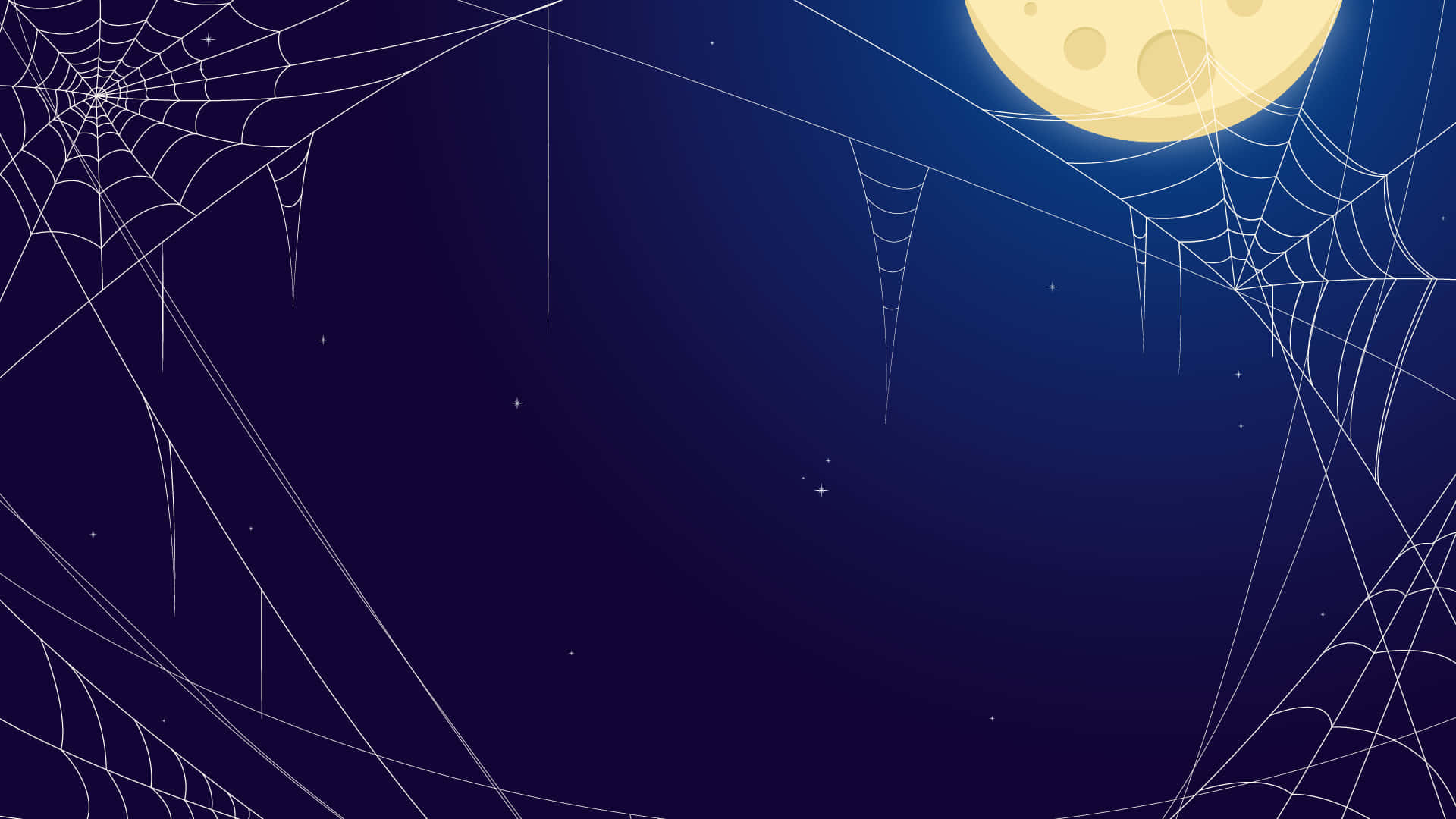 蜘蛛網在發光的滿月下交錯於星空夜空。