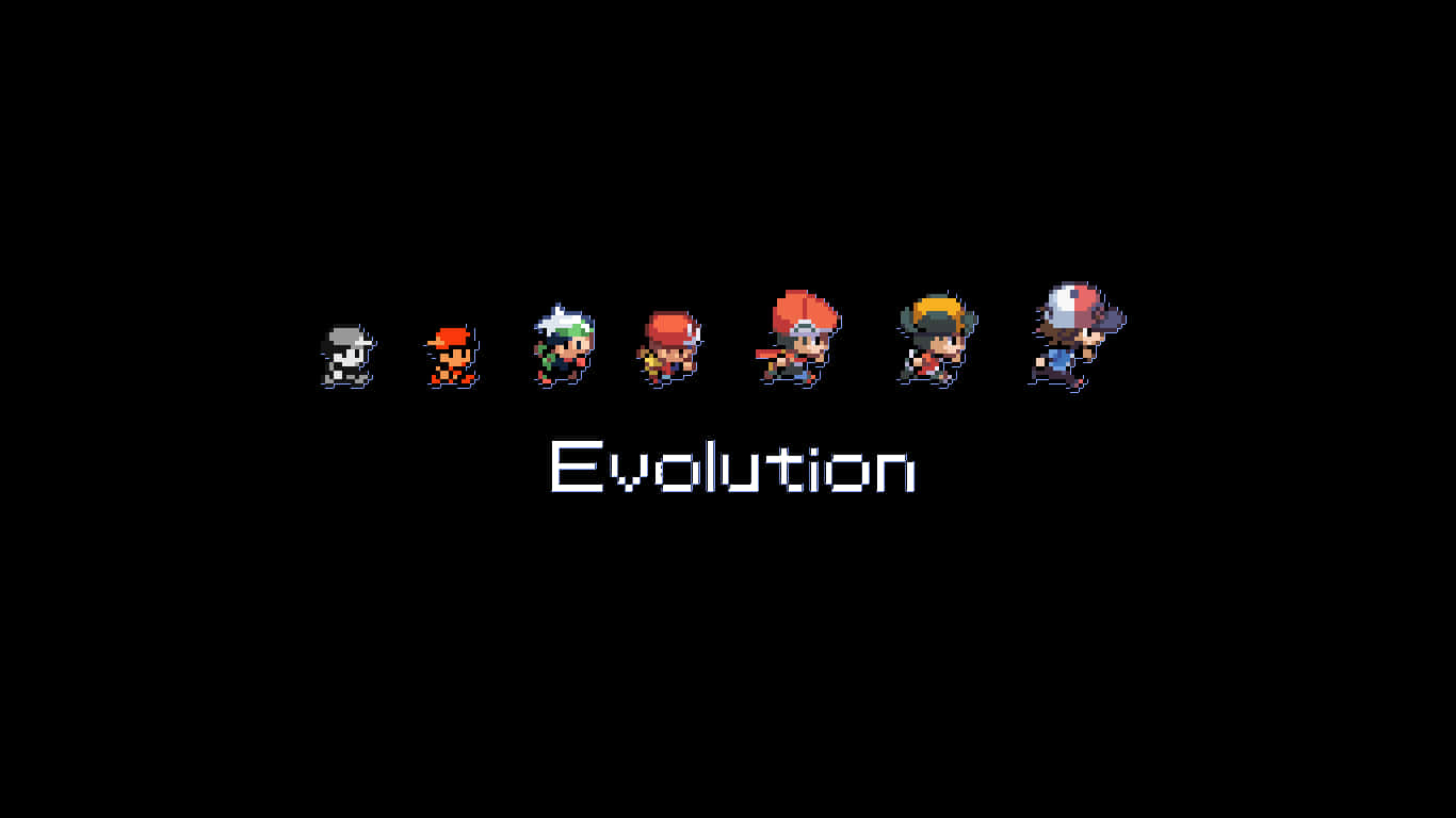 七個像素角色按進化順序排列，下方有Evolution字樣