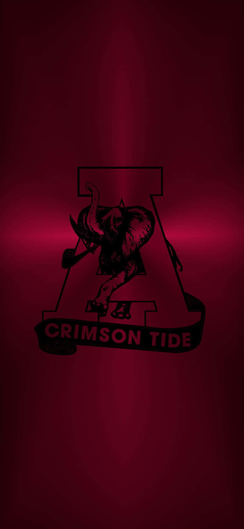 深紅背景上字母A內的黑色大象標誌，附有「Crimson Tide」文字。