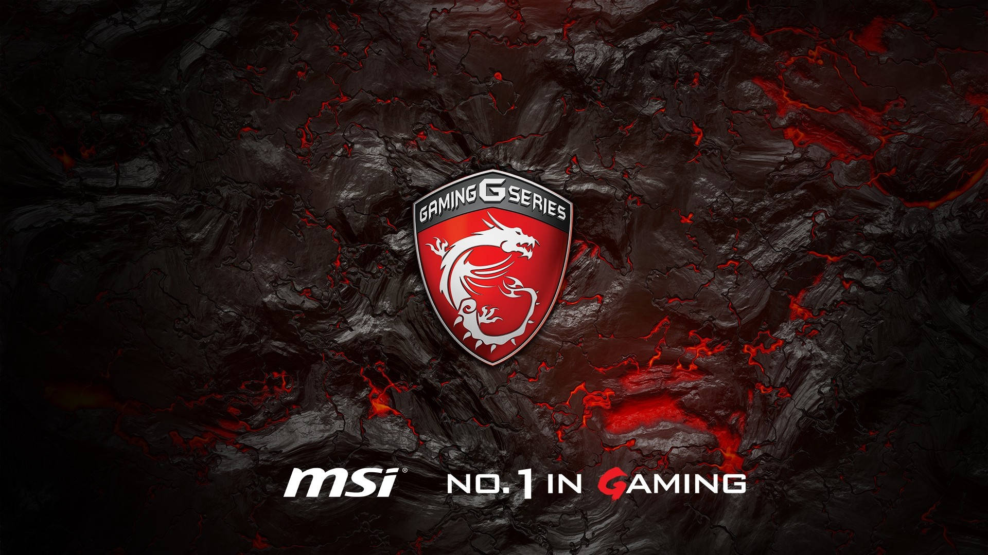 MSI Gaming G Series 標誌，位於裂開的熔岩背景上，帶有發光的紅色岩漿。