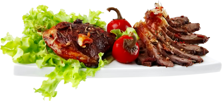 烤牛扒與切片牛肉拼盤 壁紙
