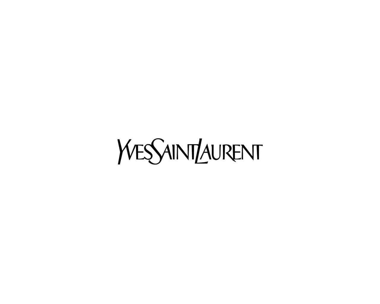 無YSL，不奢華 壁紙 — Yves Saint Laurent 標誌以優雅黑色字體居中顯示在純白背景上。