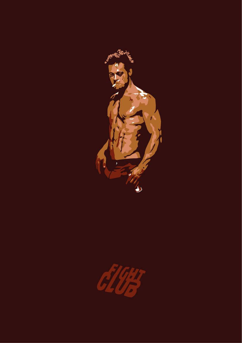 一個肌肉發達的男人抽煙，下方有「Fight Club」文字。 — 俱樂部 壁紙