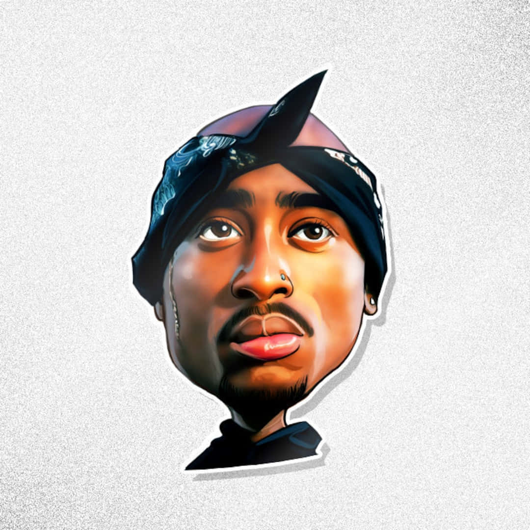 Tupac Shakur 戴著頭巾和鼻環的風格化數碼肖像。