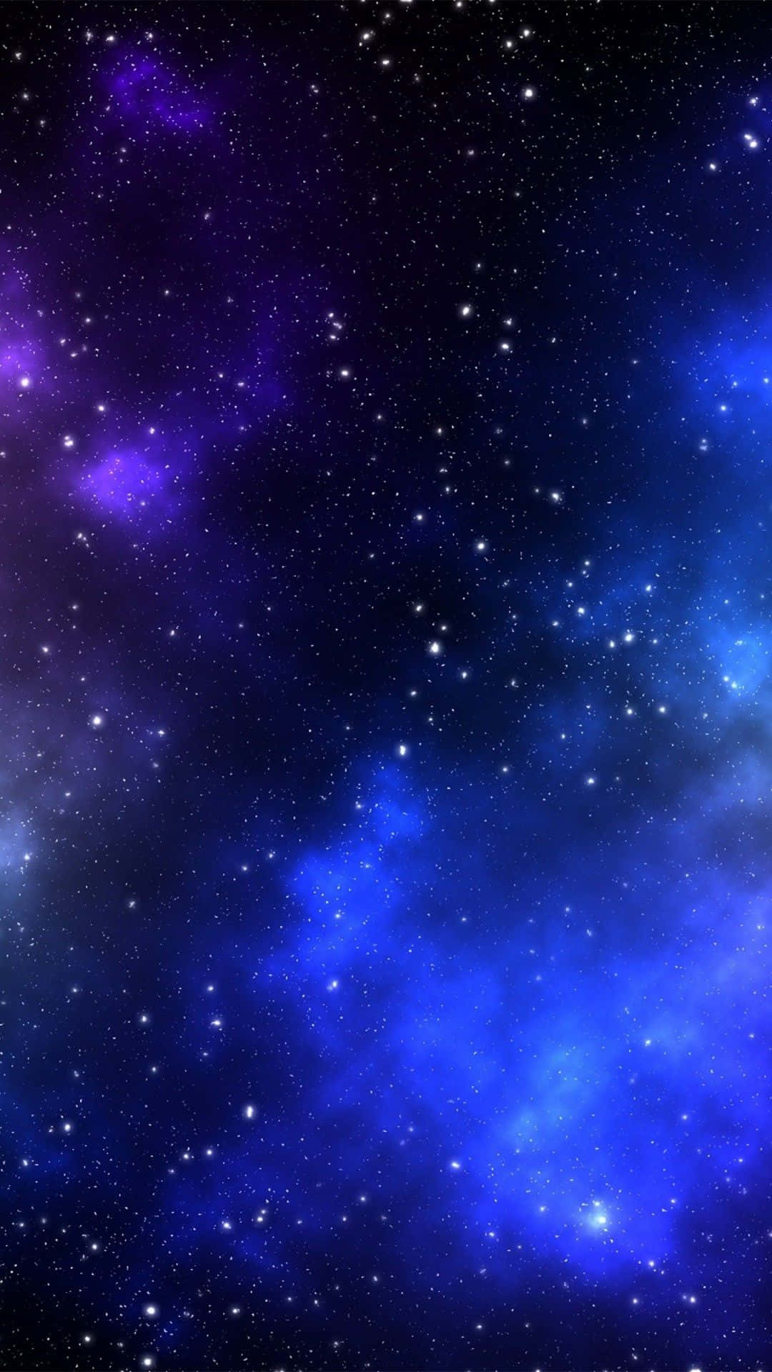 廣闊的宇宙場景，發光的藍色和紫色星雲以及無數的星星。