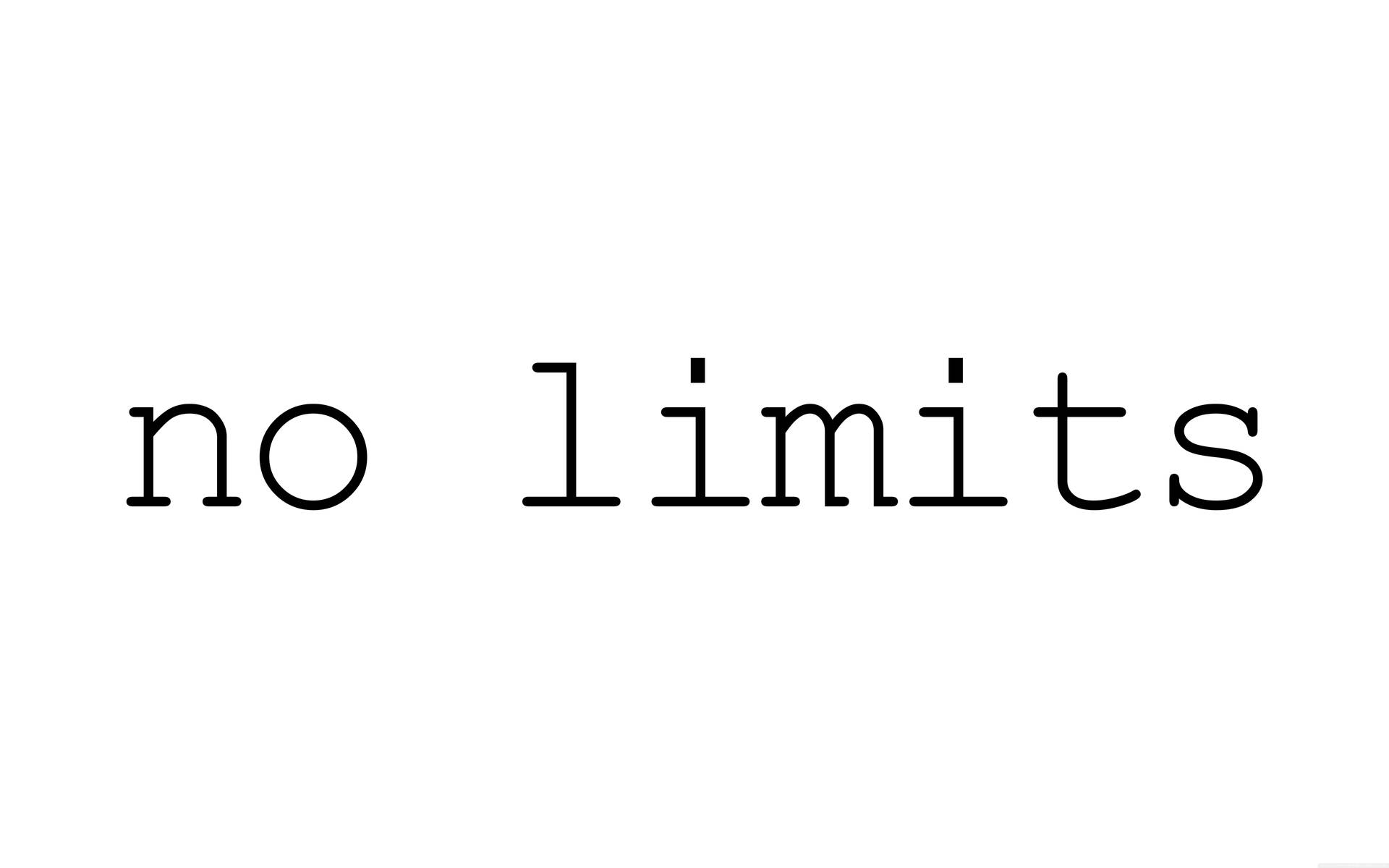 純白背景上寫有「no limits」的粗體黑色文字