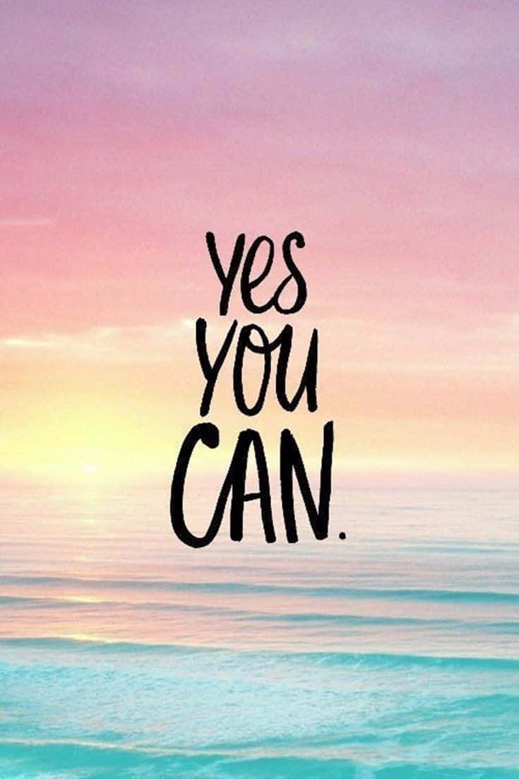 帶有文字 yes you can 的海洋日落