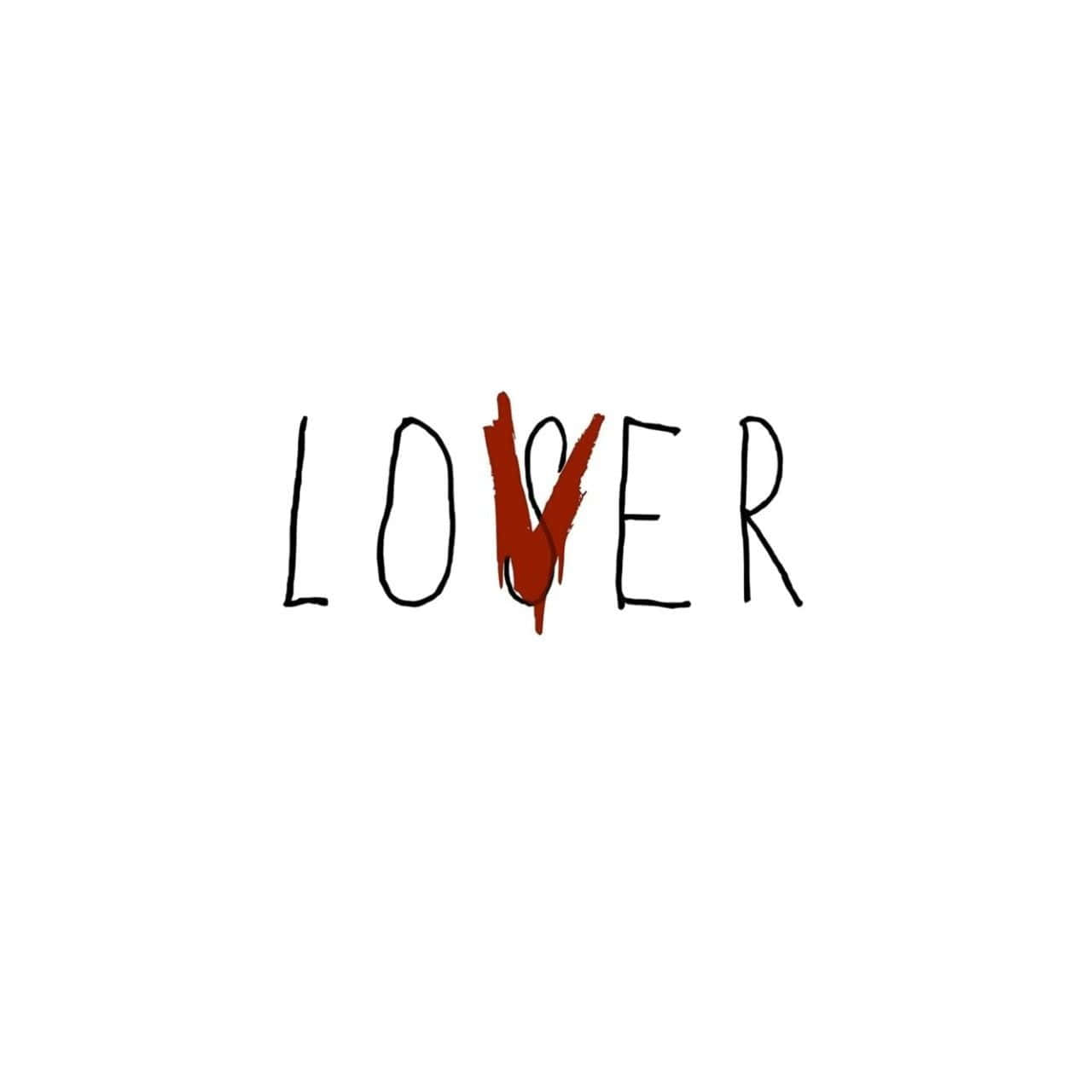 單詞 lover 中的 O 被一個紅色滴落的心形取代。