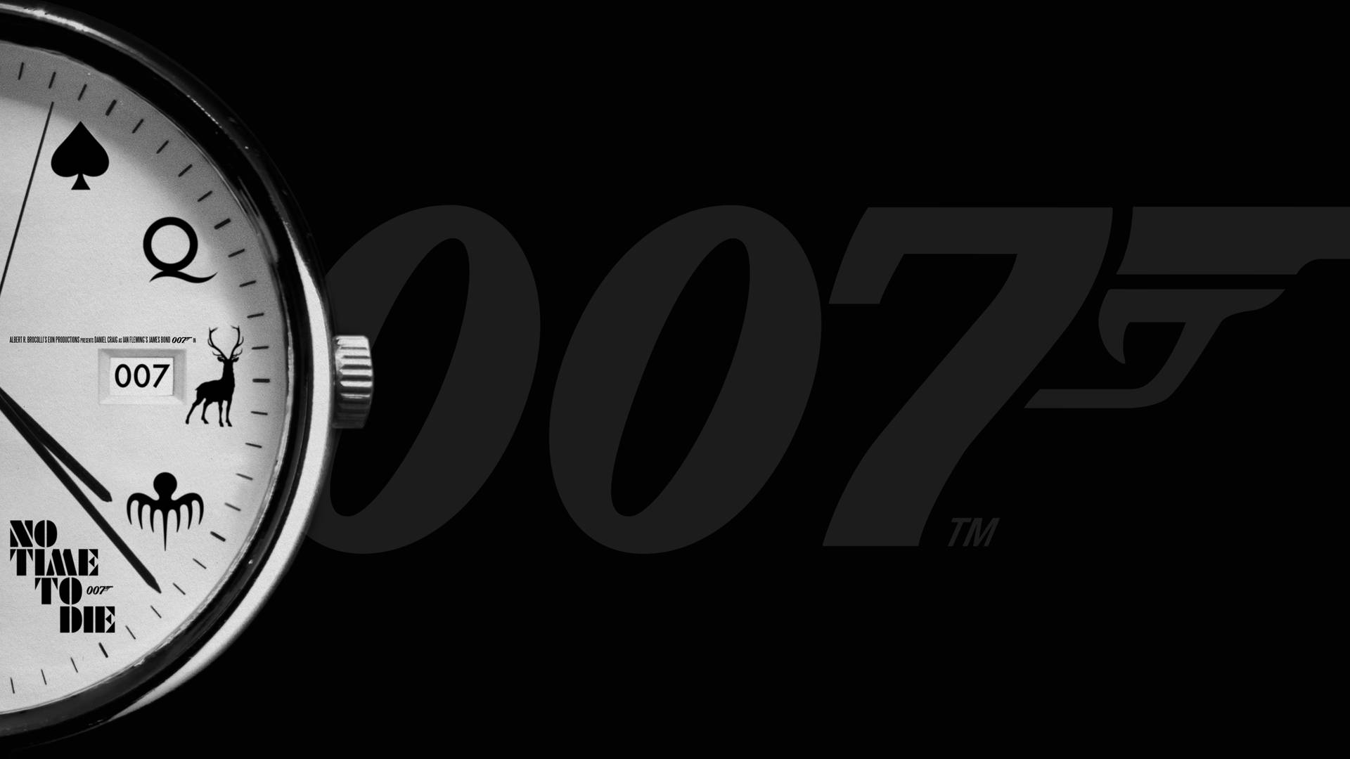 占士邦手錶，帶有符號和007標誌，黑色背景