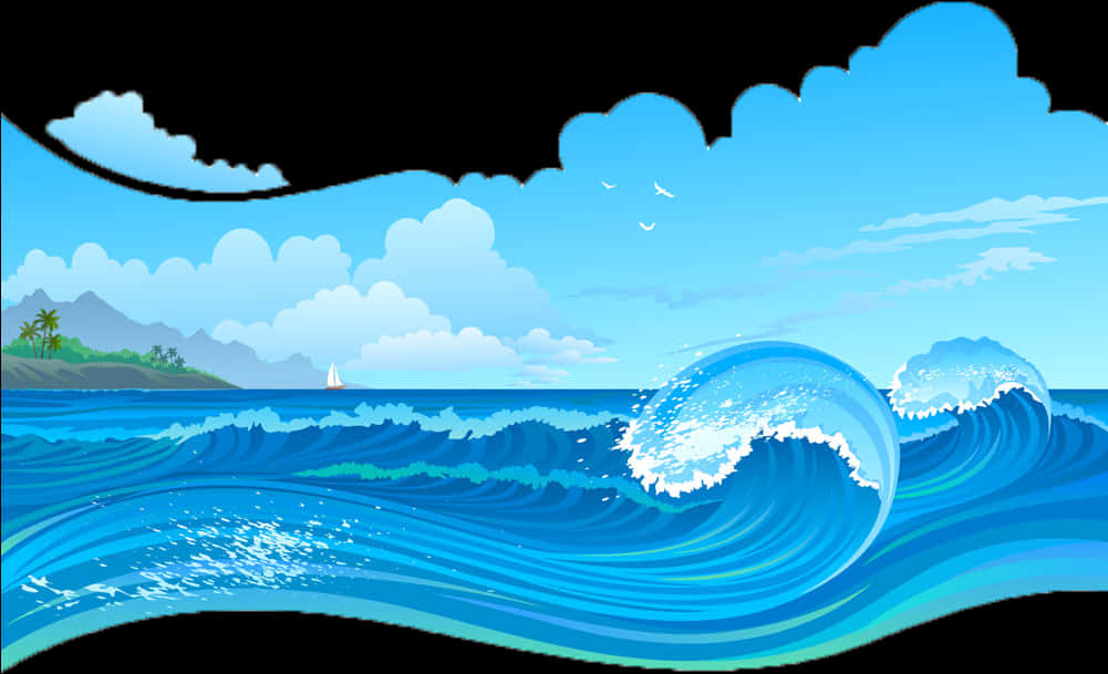 熱帶海洋波浪向量圖案