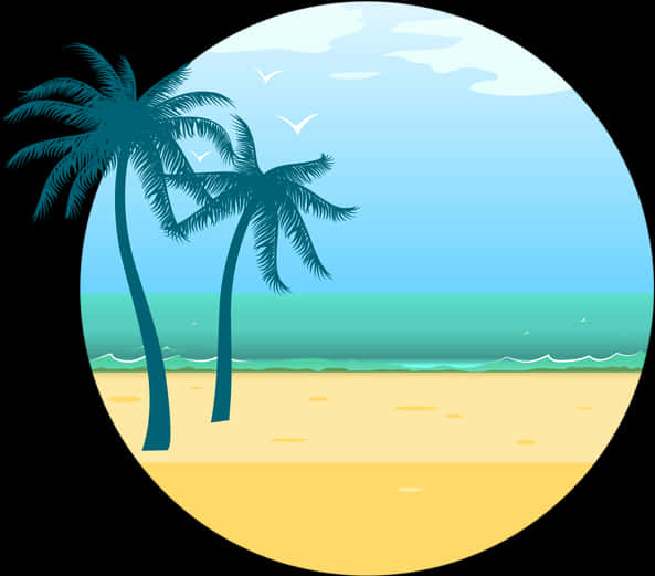 熱帶海灘景觀向量圖 壁紙